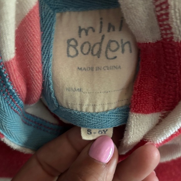 Boden pink and White Striped Kids' hooded Dress coverup - Picture 3 of 5